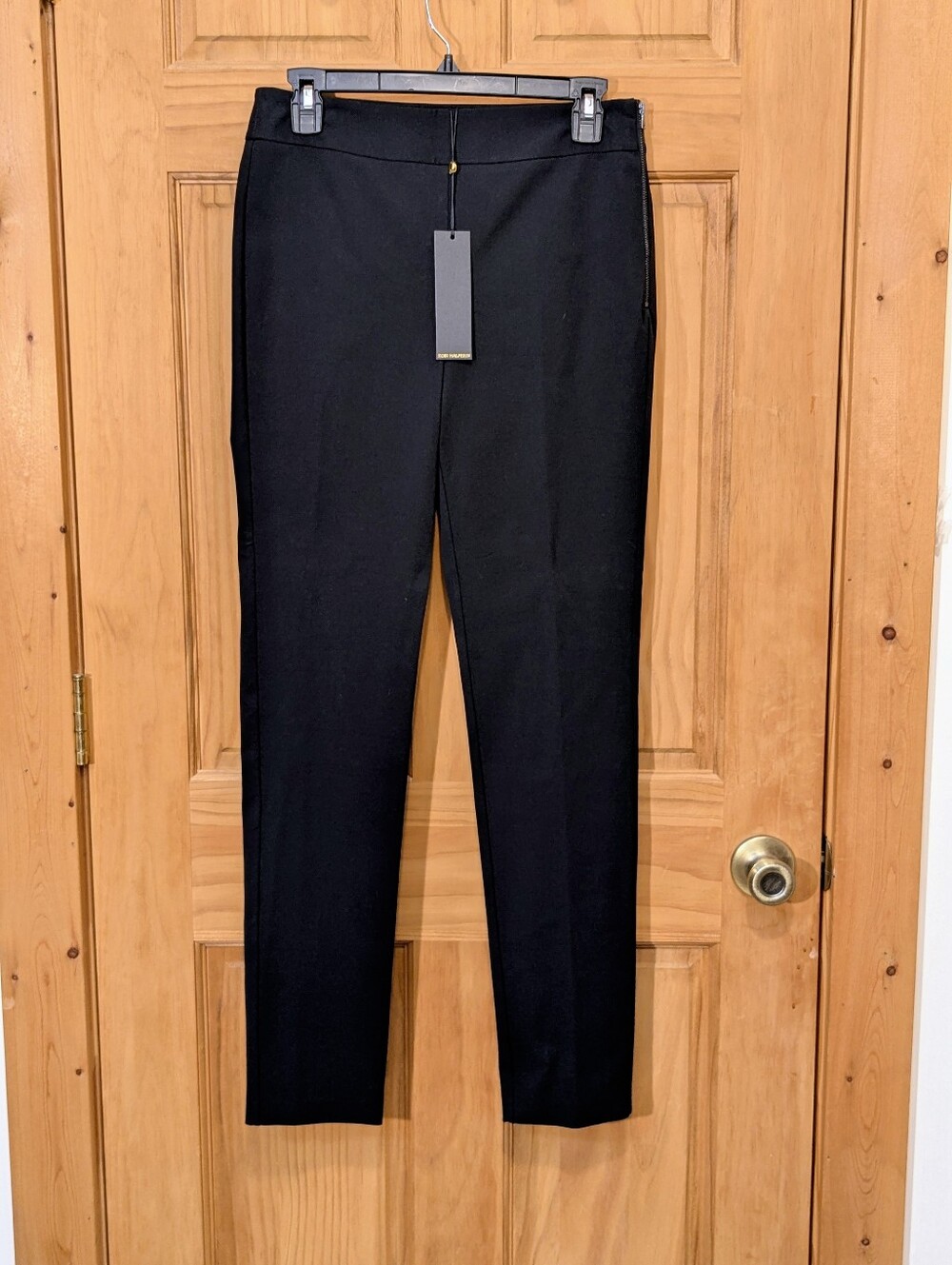 NWT Kobi Halperin Bella Pant Straight Leg Side Zip Black Sz 6 Classic Chic